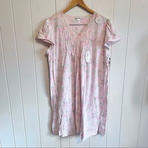 NWT Miss Elaine Silky Knit Floral Nightgown Size XL